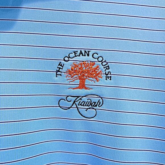 Kiawah Ocean Course Peter Millar Summer Comfort Golf Polo Blue Stripe Mens XL - Picture 3 of 7